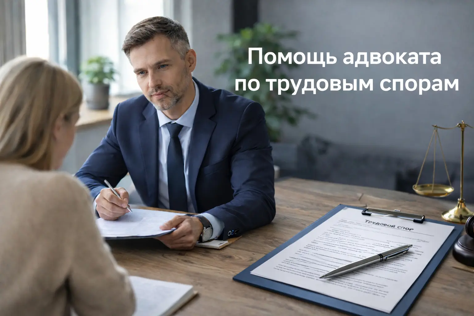 юрист консультирует клиента по трудовому спору